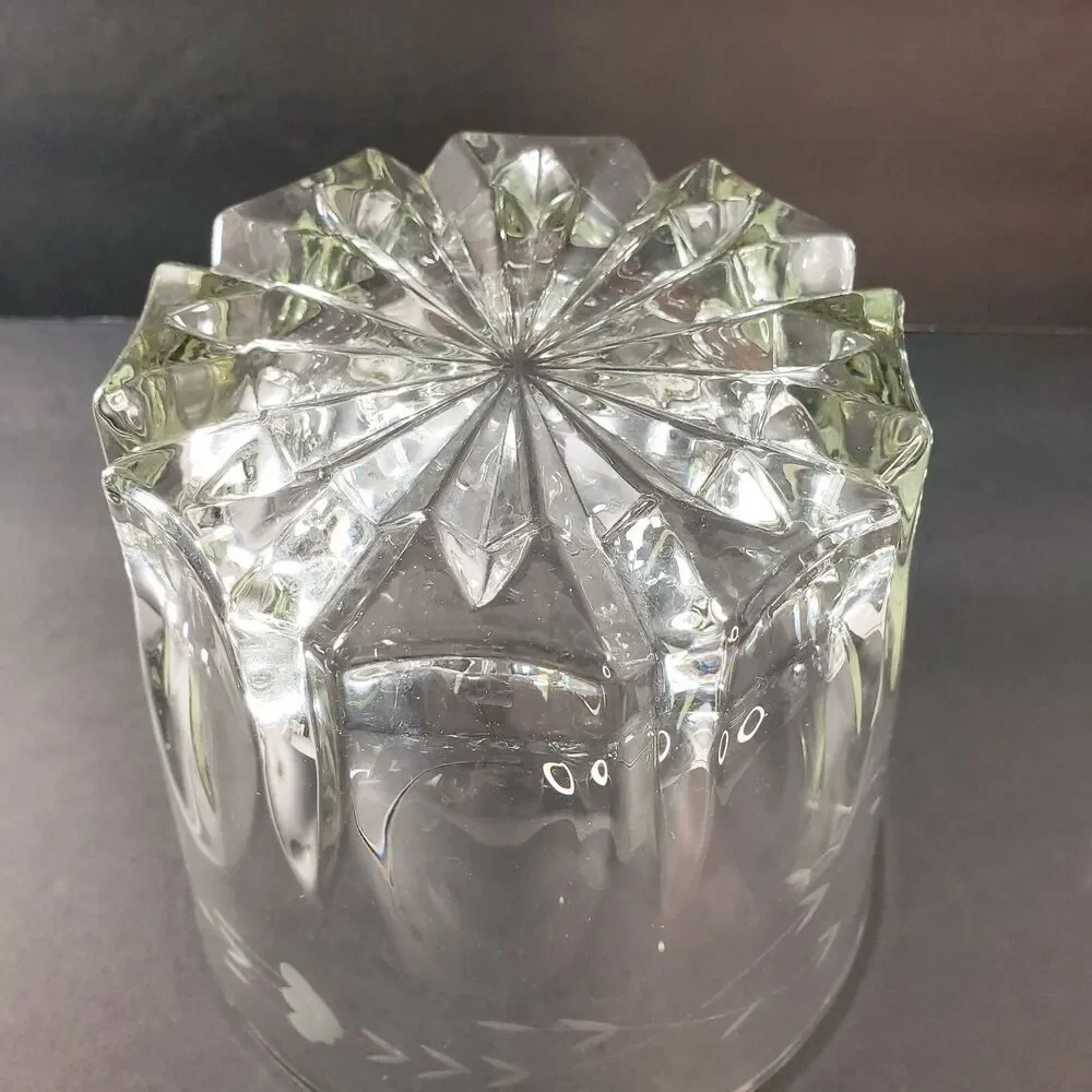 Vtg Ice Bucket Heritage By Princess House Etched Flower Pattern Elegant Barware